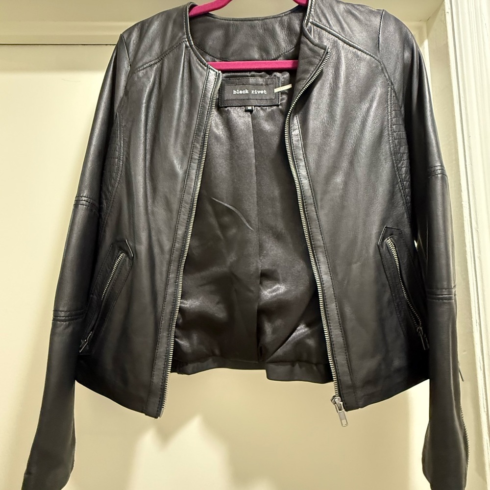 Black Rivet Women's Sleek Black Leather Jacket